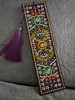 Beaded Gemstone Tassel Bookmark in Purple and Multicolor